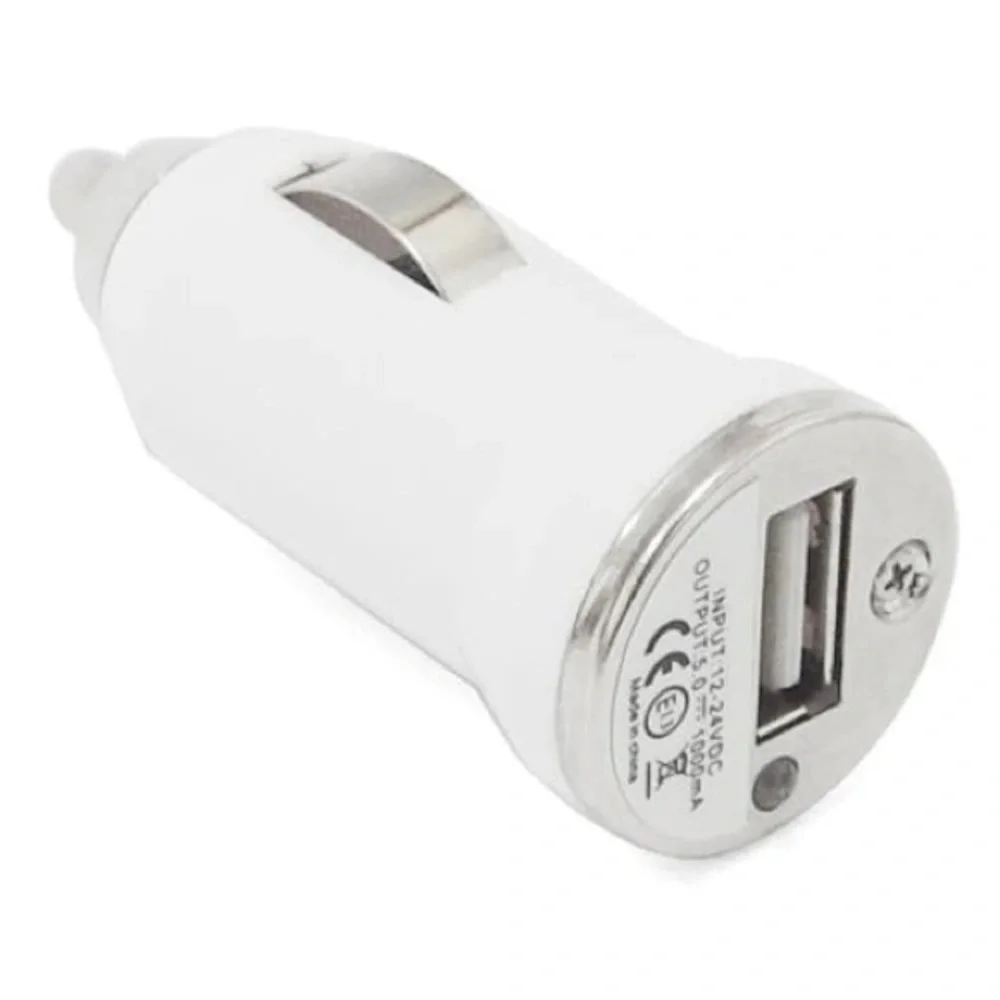 White Dual USB Universal Adapter Car Charger
